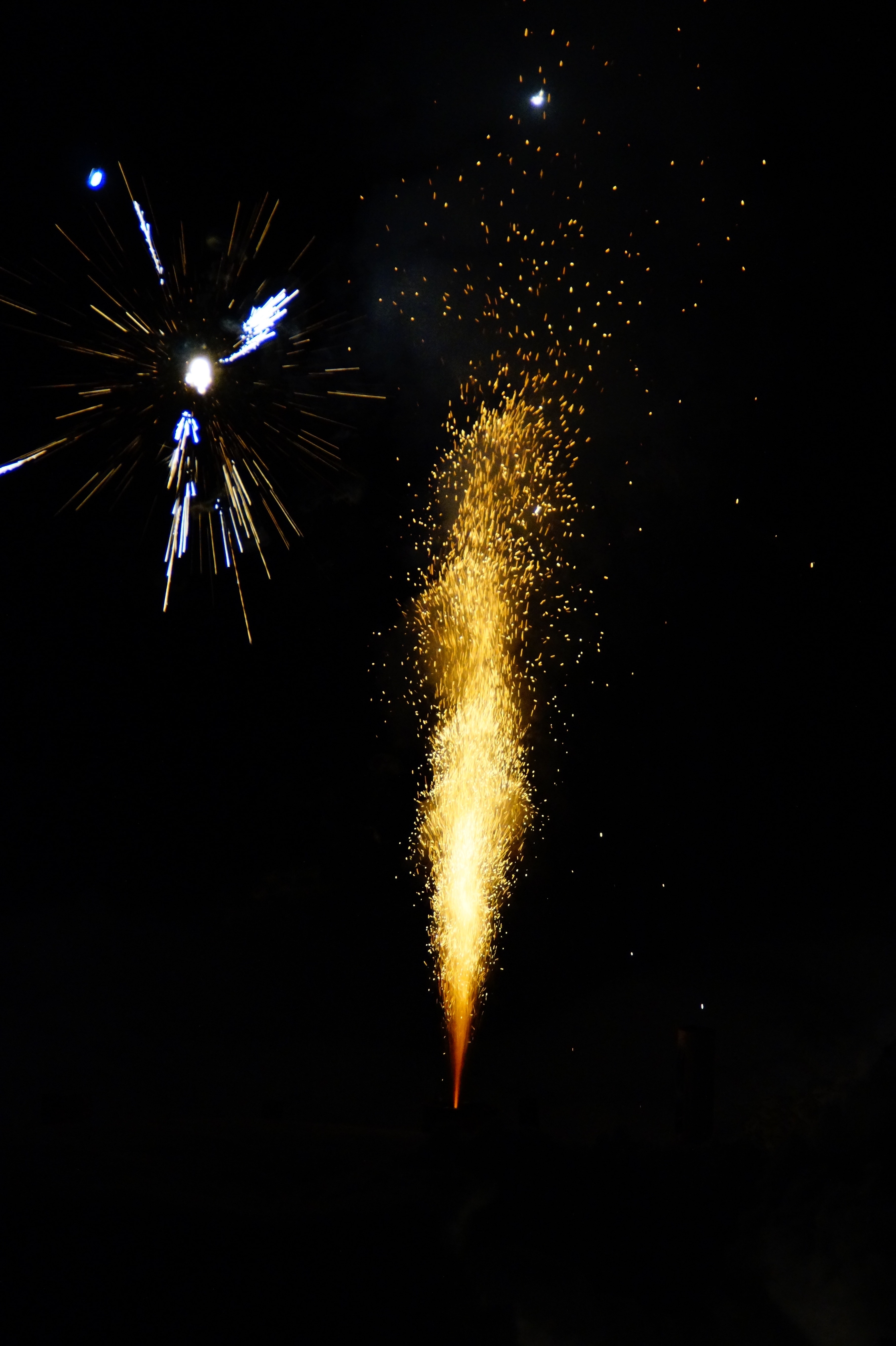 yellow and white fire works