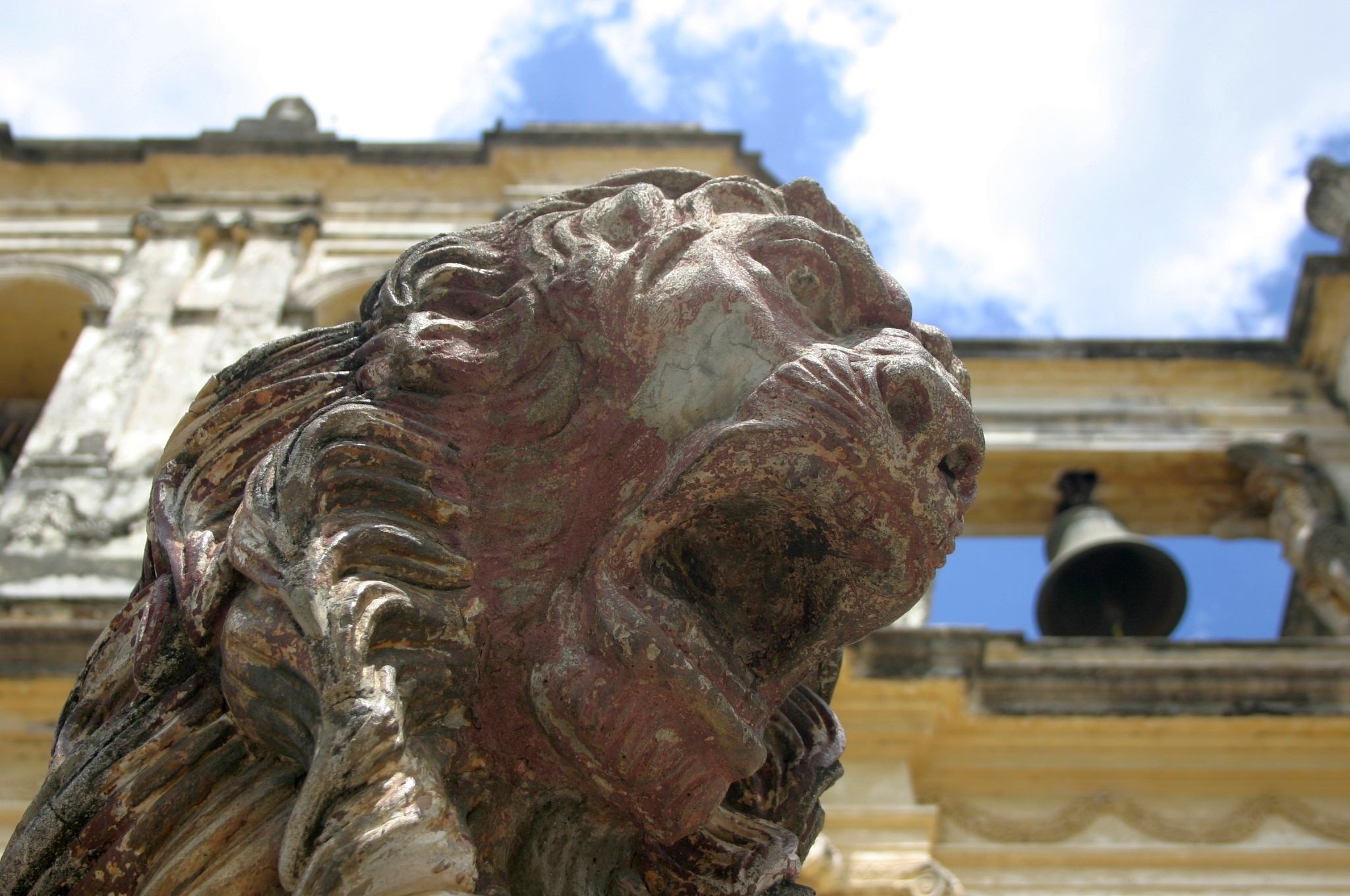 brown guardian lion statue