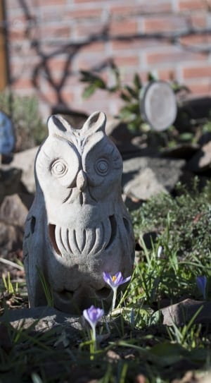 white ceramic owl garden decor thumbnail