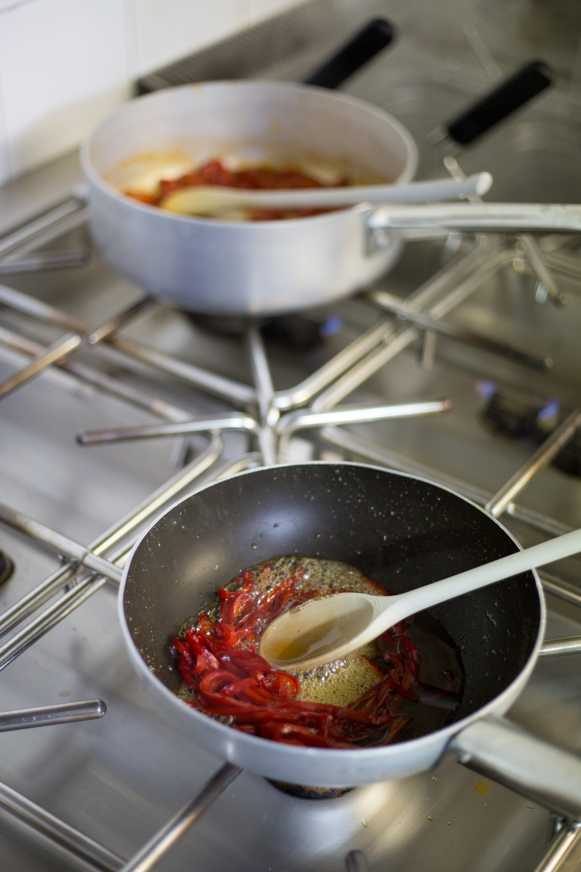 chili on cooking pan