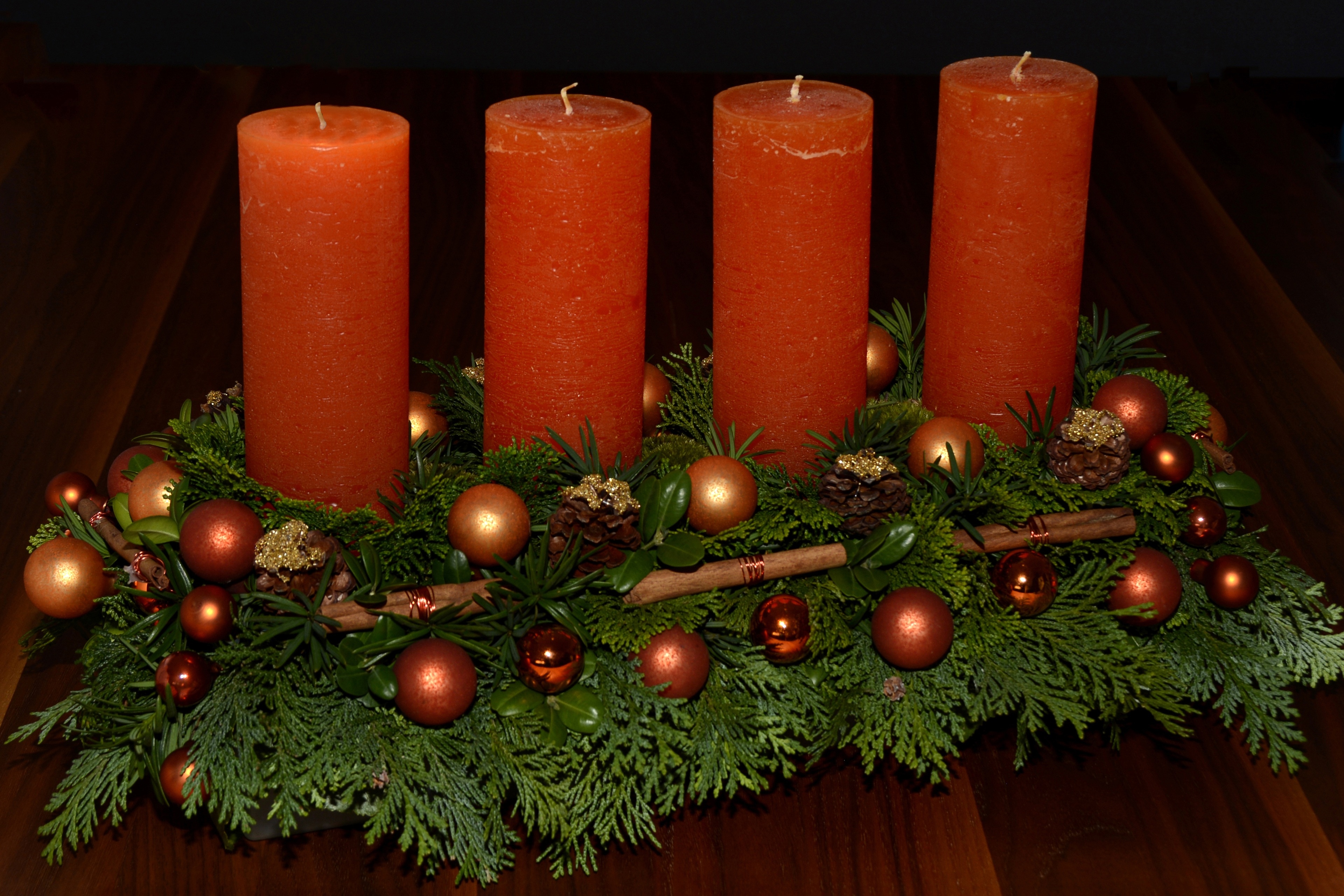 orange 4 pillar candles