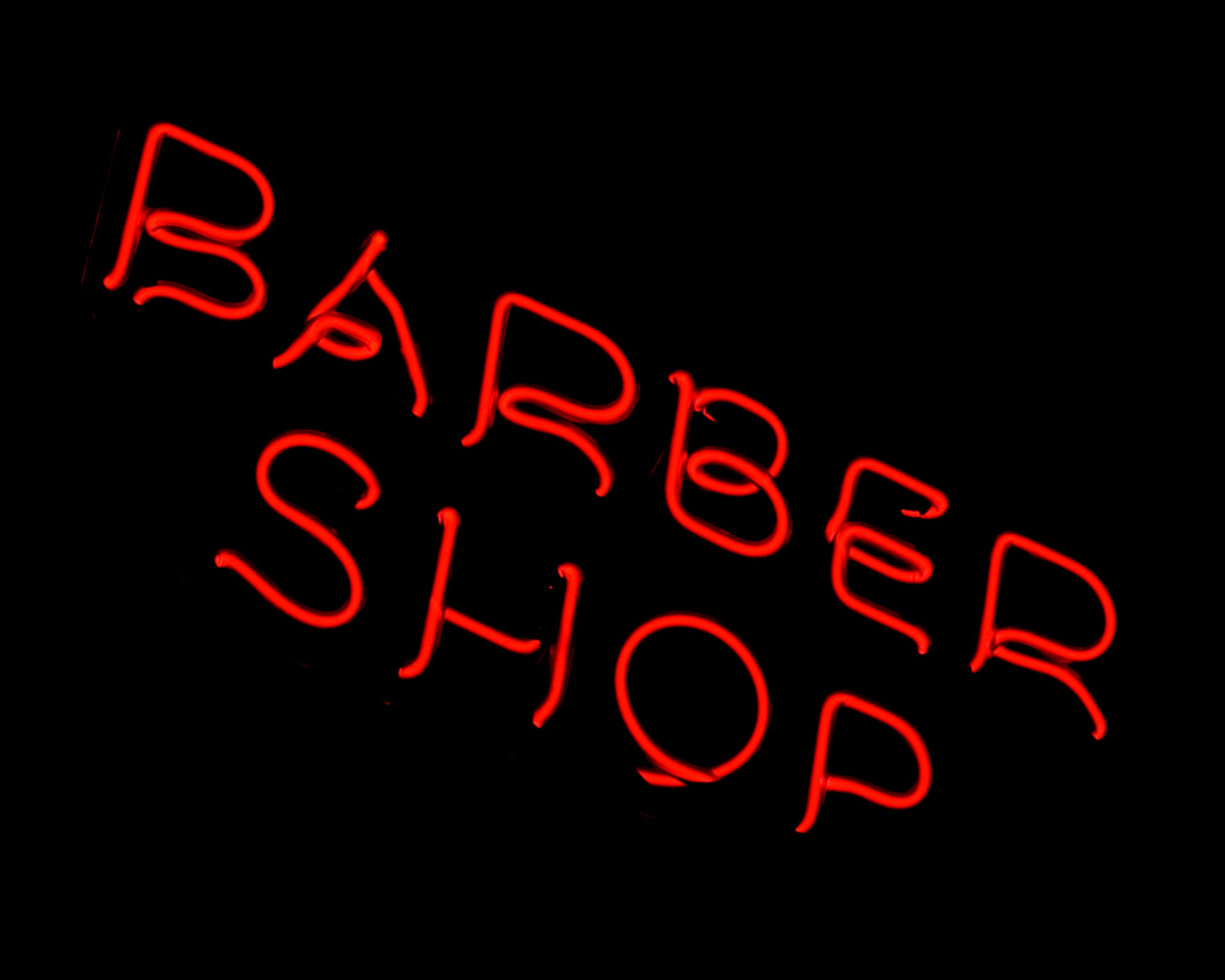 red barber shop neon light signage