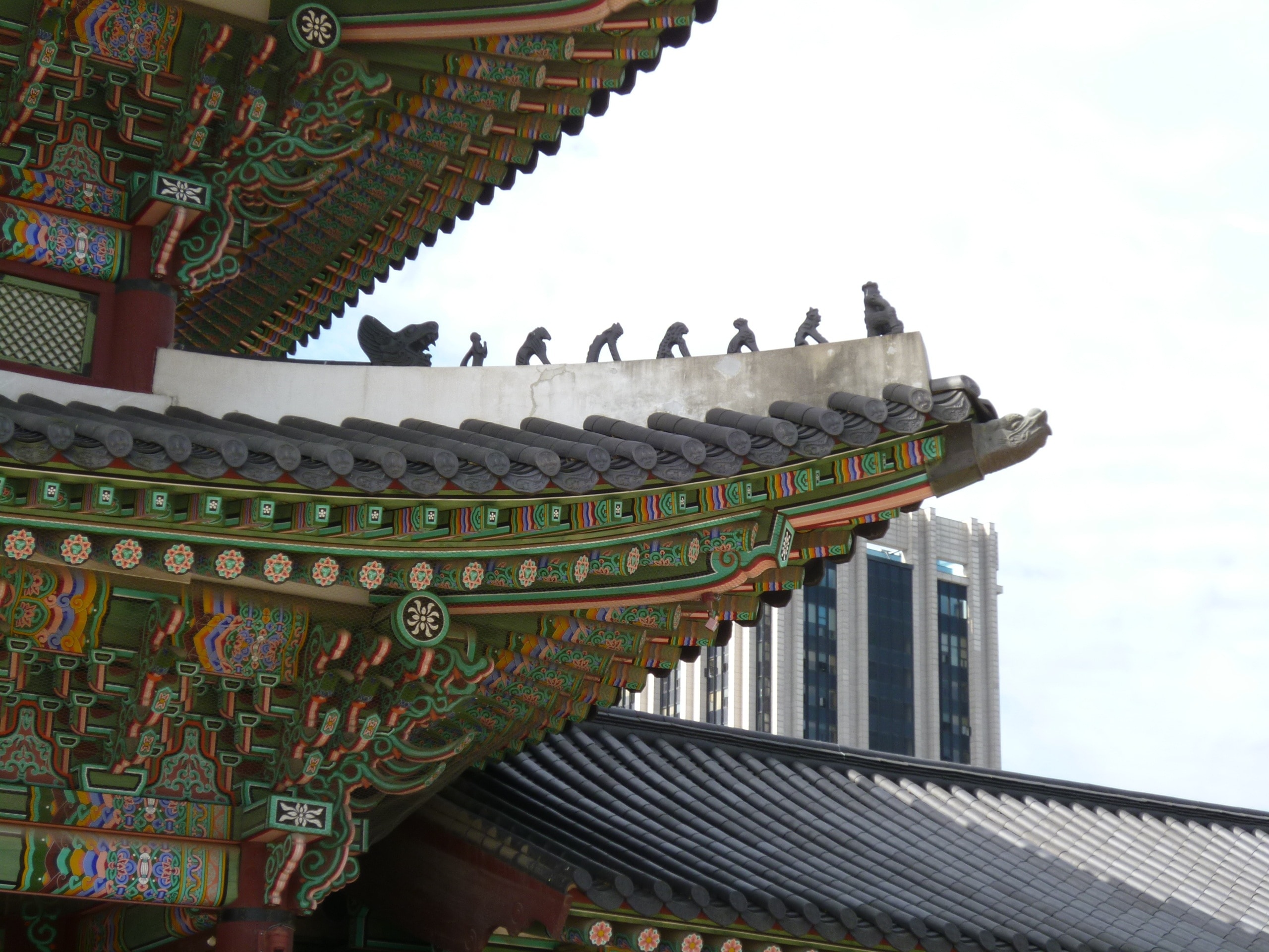green and gray pagoda structure