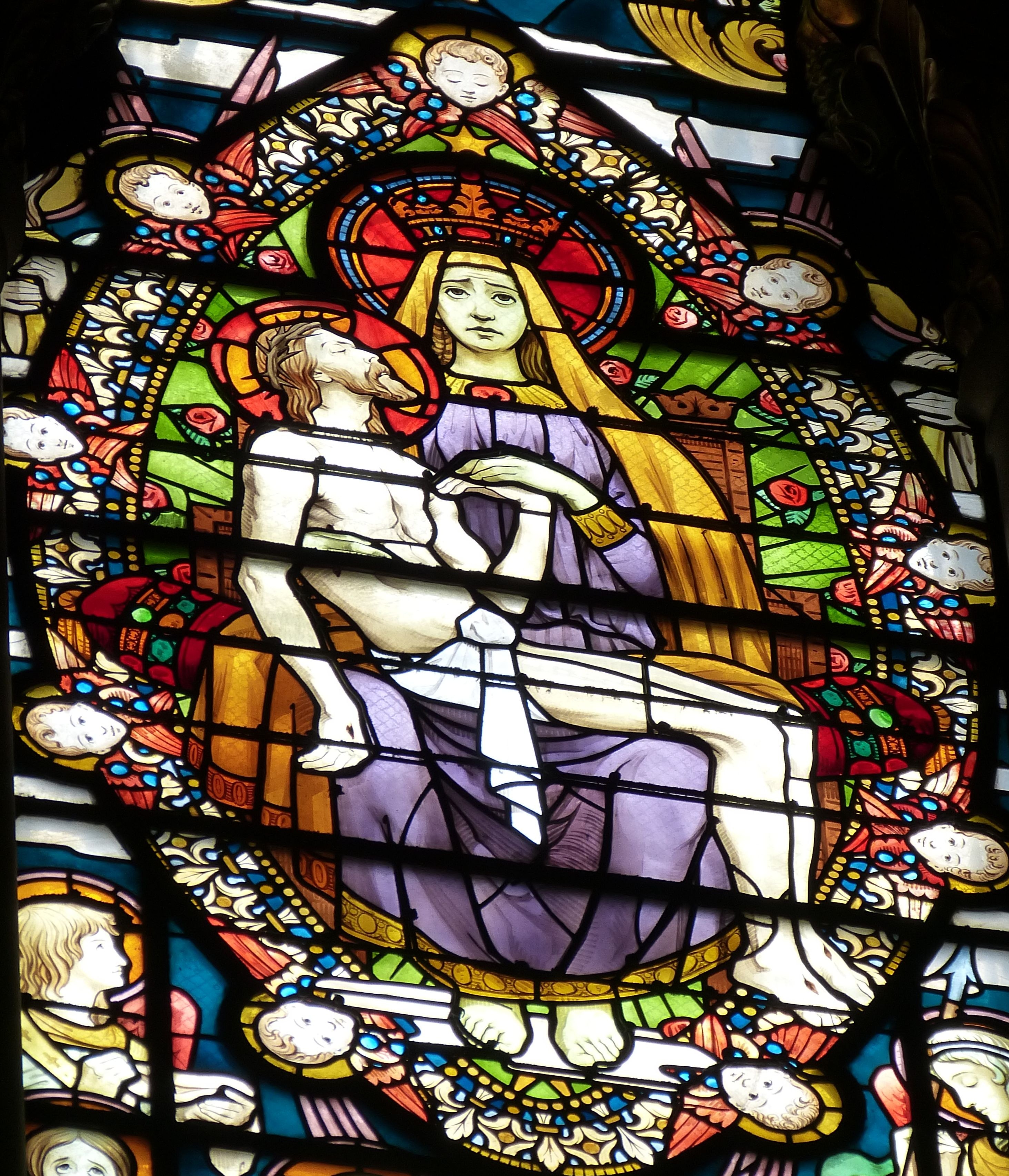 tiffany style religious themed window