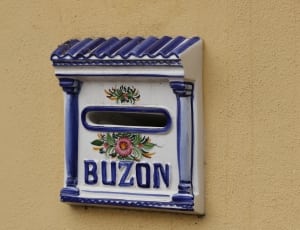 blue and white floral buzon mail box thumbnail