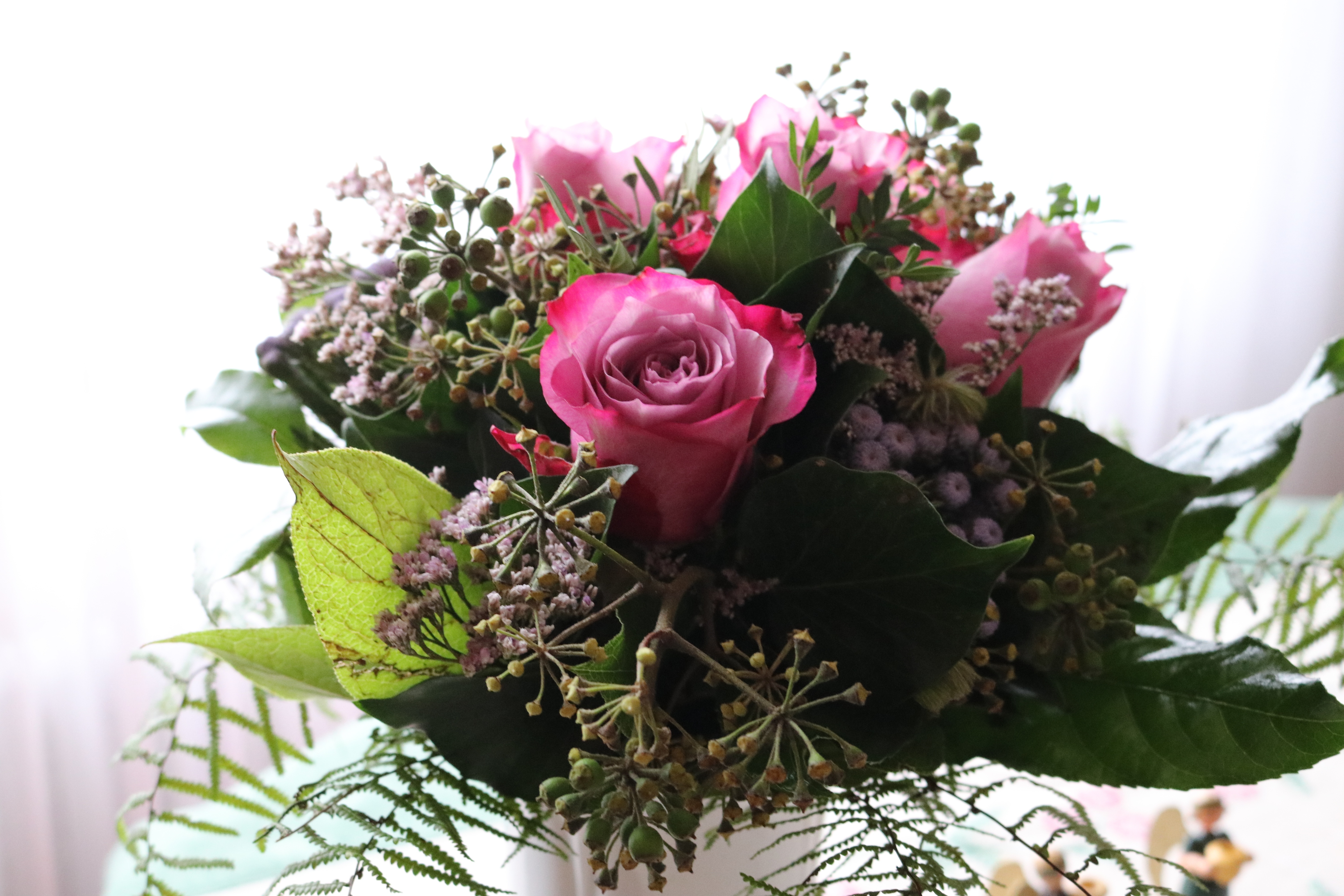 pink and green rose bouquet