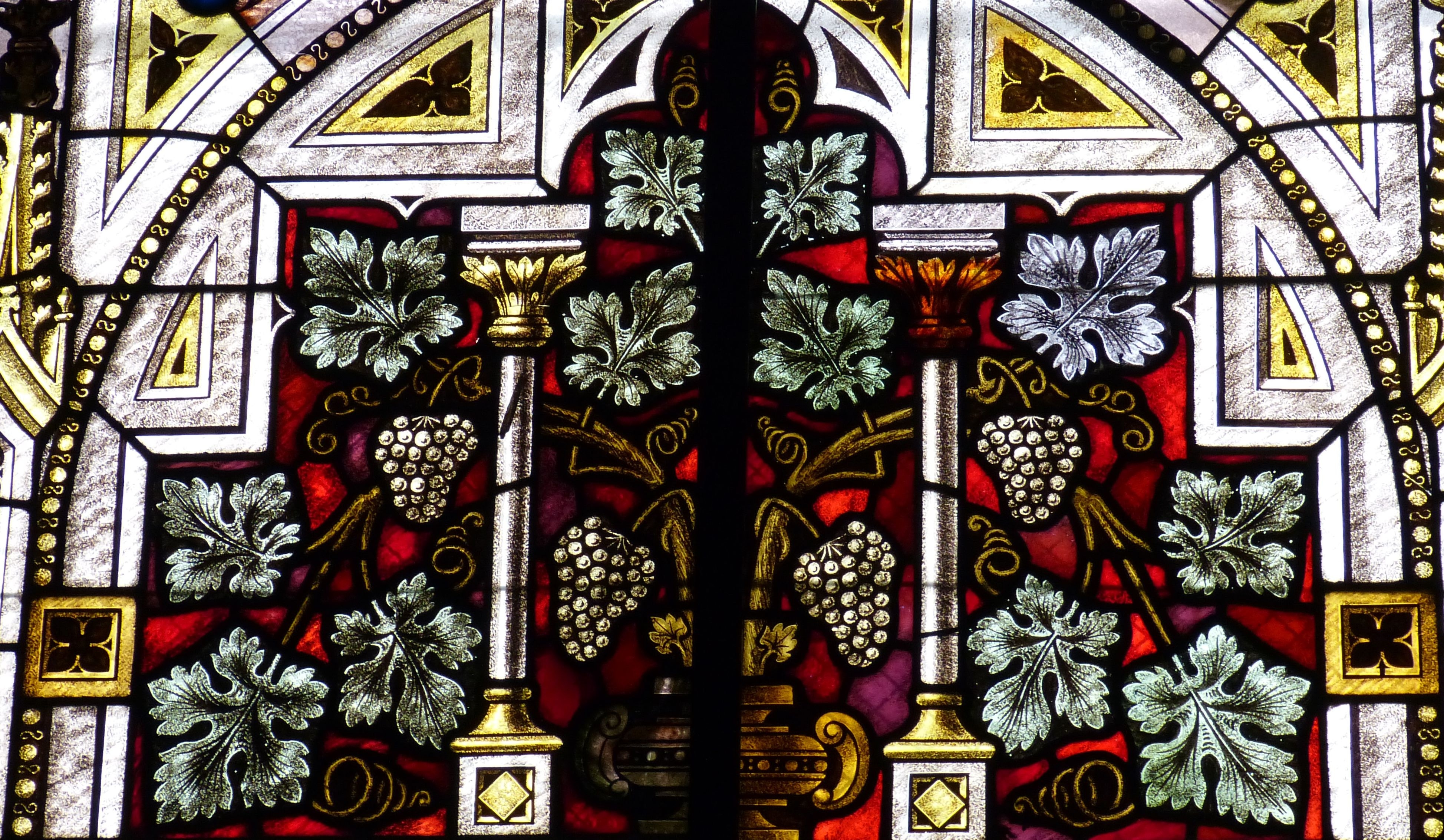 red white and black floral glass