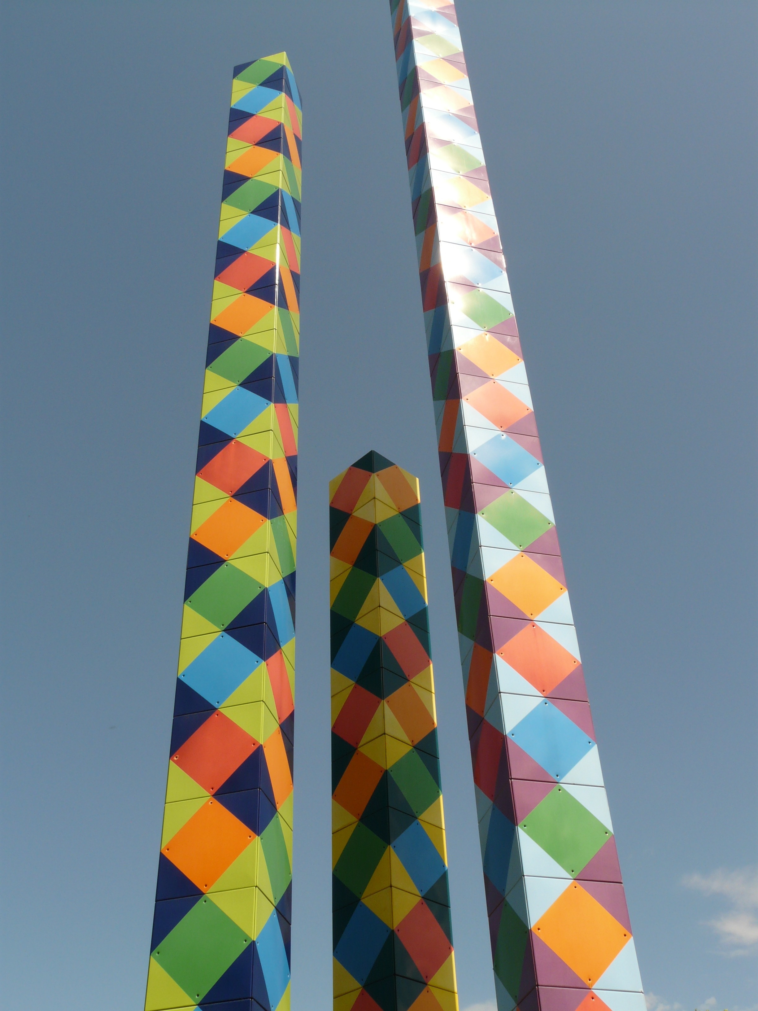 three multicolored towers